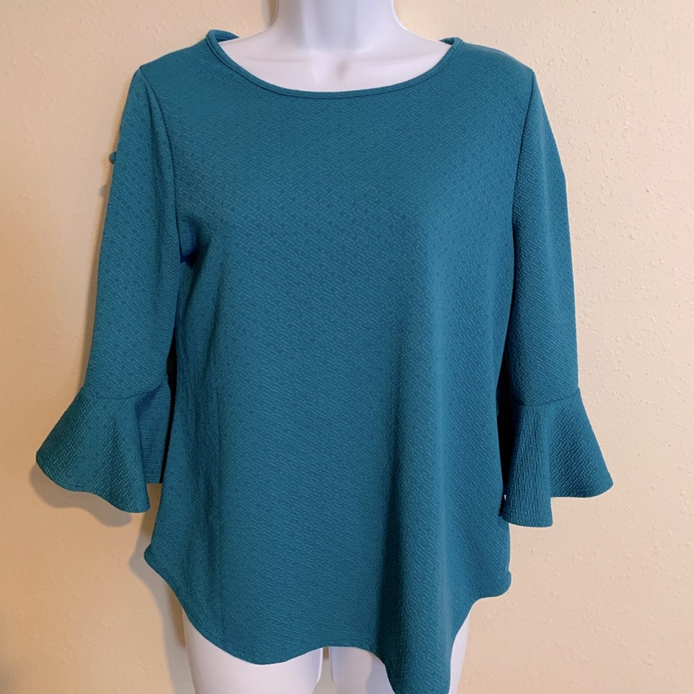 Green Envelope Bell Sleeve Top